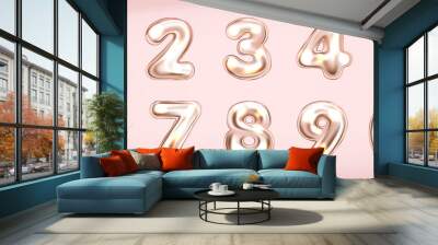 Pink metallic shining number symbols Wall mural