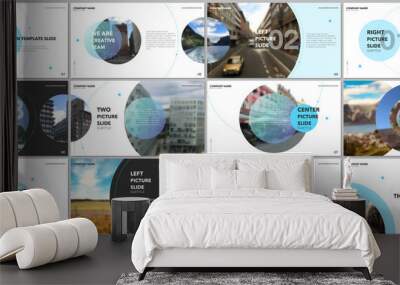 minimal presentations design, portfolio vector templates with circle elements on white background. m Wall mural