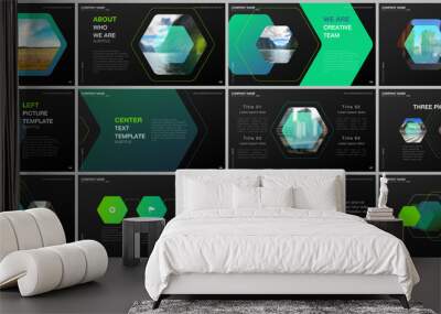 Minimal presentations design, portfolio vector templates with hexagonal design background, hexagon style pattern. Multipurpose template for presentation slide, flyer leaflet, brochure cover, report. Wall mural