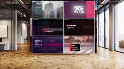 Presentations design vector template with technology backgrounds, glitches, lines, dots and circles. Templates for presentation slide, flyer leaflet, brochure cover. Hi-tech futuristic graphic concept Wall mural