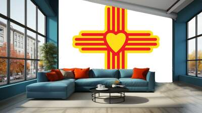 Native Americans sun Zia symbol. Isolated vector icon Wall mural