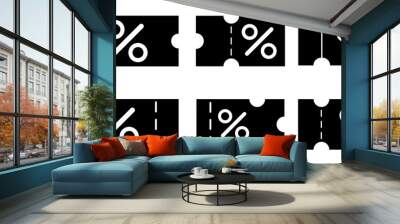 set of voucher discount, coupon ticket for store, shop, market, E-commerce icon glyphs Wall mural