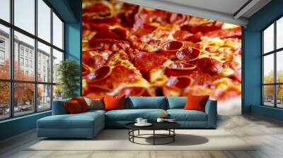 Pepperoni Pizza Delivered (Close-up) Wall mural