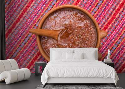 Salsa Bowl on Table in Mexico City (Overhead) Wall mural