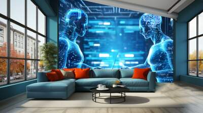 AI-inspired tech concept art with future work themes Wall mural