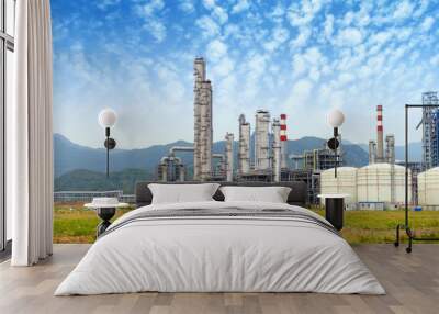 .gas processing factory. landscape with gas and oil industry Wall mural