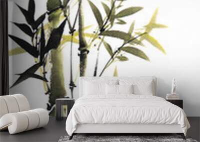 bamboo of Traditional chinese painting on old Paper Background Wall mural