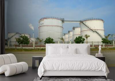 big Industrial oil tanks in a refinery Wall mural