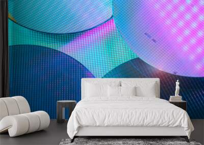 colorful Semiconductor wafer disk made of silicon Wall mural