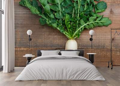 Daikon radish on the wood background Wall mural