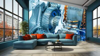 electric system of eco car engine Automotive part concept Wall mural