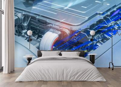 electric system of eco car front engine Automotive part concept Wall mural