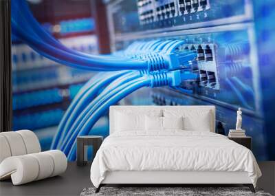 ethernet cable on network switches background Wall mural