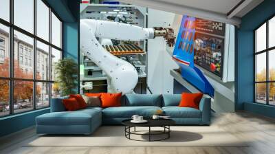 industrial robotic arm manipulator, Manufacturing, engineering, futuristic, ai, technology concept Wall mural