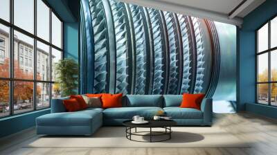 Jet engine, internal structure with hydraulic, aircraft and aerospace industry Wall mural