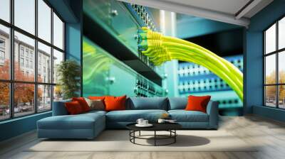 network cables connected to switch,Data Center Concept Wall mural