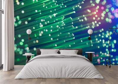 optical fibres dinamic flying from deep on technology background Wall mural