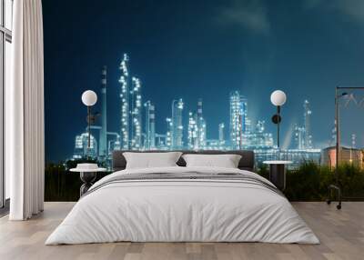 Refinery industrial plant with Industry boiler at night Wall mural