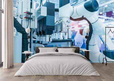 Robot arm with Disposable test tube virus sampling in laboratory Wall mural