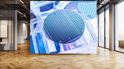 silicon wafer semiconductor with neon color, integrated circuits to manufacture CPU and GPU Wall mural