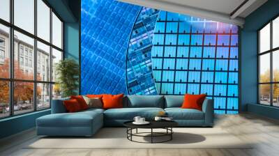 Silicon wafer semiconductor with neon color, integrated circuits to manufacture CPU and GPU Wall mural