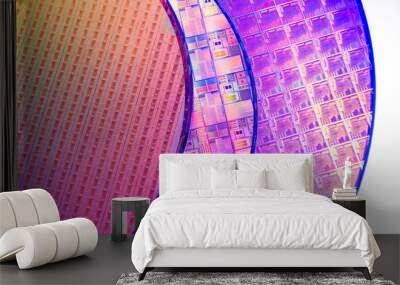 Silicon Wafer with microchips used in electronics for the fabrication of integrated circuits. Wall mural