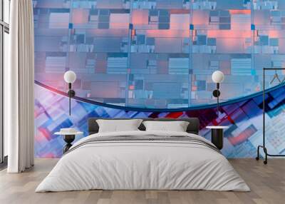 Silicon Wafer with microchips used in electronics for the fabrication of integrated circuits. Wall mural