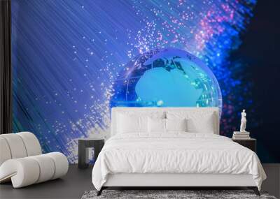 world map technology style against fiber optic background Wall mural