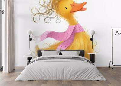 Funny Duck with Hair Wall mural