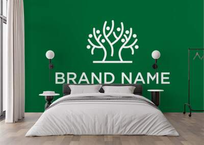 green tree plant abstract logo Wall mural