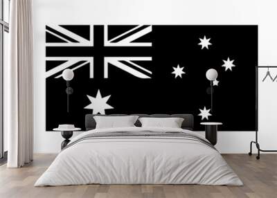 Australia Flag Black and White. Country National Emblem Banner. Monochrome Grayscale EPS Vector File. Wall mural