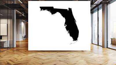 Florida US Map. FL USA State Map. Black and White Floridan State Border Boundary Line Outline Geography Territory Shape Vector Illustration EPS Clipart Wall mural