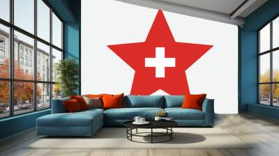 Switzerland Star Flag. Swiss Confederation Star Shape Flag. Country National Banner Icon Symbol Vector Flat Artwork Graphic Illustration Wall mural