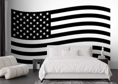 The American flag, The Stars and Stripes Red, White, and Blue Old Glory The Star-Spangled Banner United States (U.S.) flag. Black and white EPS Vector Wall mural