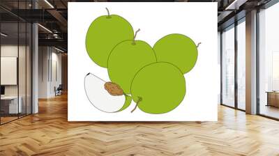 Green dates. Line drawing color illustration of fresh fruit. Wall mural