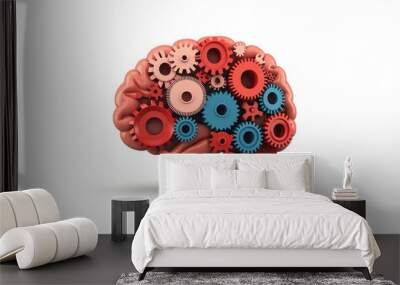 A brain made of gears, symbolizing the complexities of the human mind Wall mural