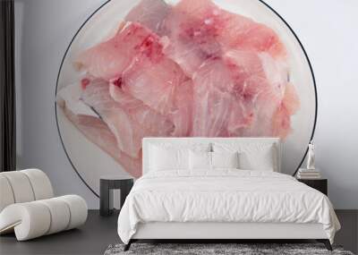 Fillet of fish on white dish Wall mural