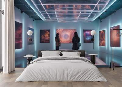 An art gallery with interactive, holographic art installations Wall mural