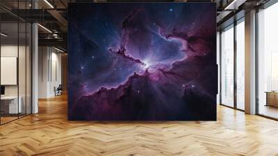 Nebula in deep purple hues, space-themed wallpaper or background. High contrast Wall mural