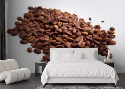 roasted coffee beans on a white background Wall mural