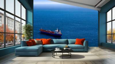 view from above to cargo ship Wall mural