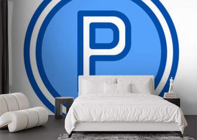 Parking blue style icon Wall mural