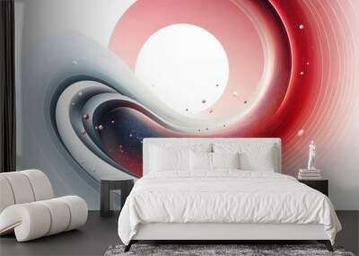 Abstract swirling patterns in red and white tones with soft gradients Wall mural