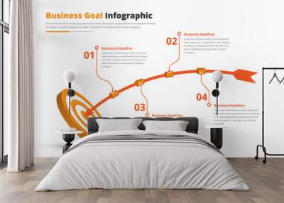 Business goal and strategy presentation circular target infographic template with arrow Wall mural