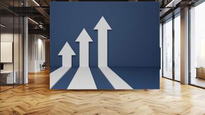 Rising up flat arrow, concept of business target reach, 3D rendering illustration Wall mural