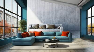 3D render of large sofa on concrete floor Wall mural