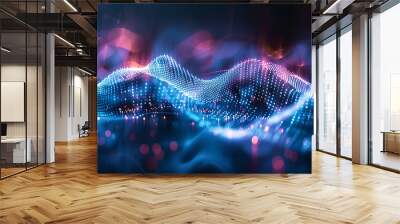 Abstract digital wave tech Wall mural