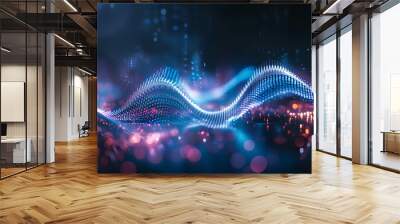 abstract digital wave tech Wall mural