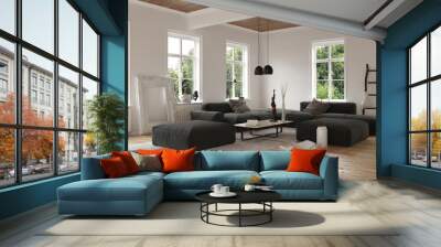 Low angle view on contemporary living room Wall mural