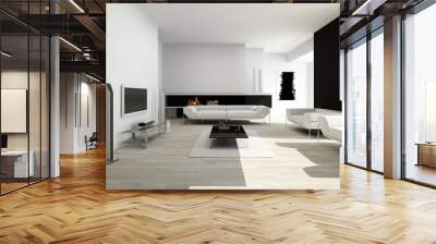 luxurious black and white living room interior Wall mural